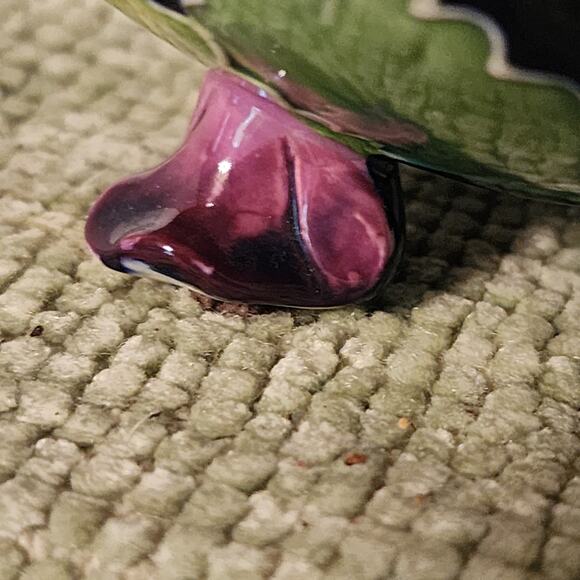 J. McCall Blue Sky 2004 Pansy Floral Covered Dish Footed Bowl 5x4 Handpainted - Picture 4 of 15